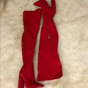 Block Heel Thigh High Boots